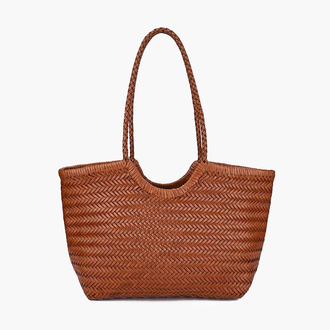 Rica Hand-Woven Faux Leather Shoulder Tote Bag