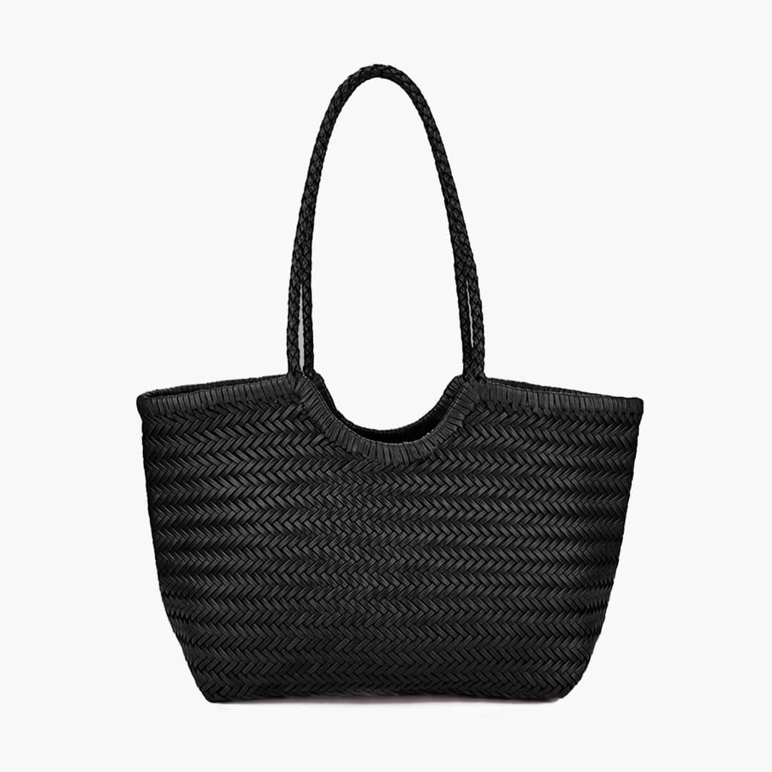Rica Hand-Woven Faux Leather Shoulder Tote Bag