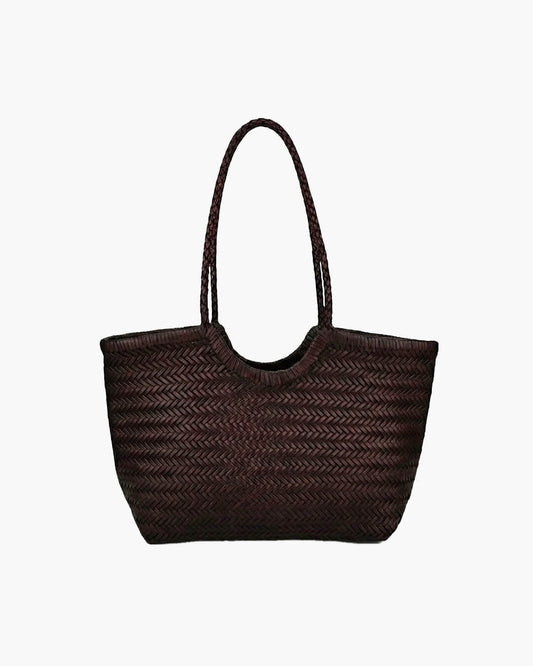 Rica Hand-Woven Faux Leather Shoulder Tote Bag