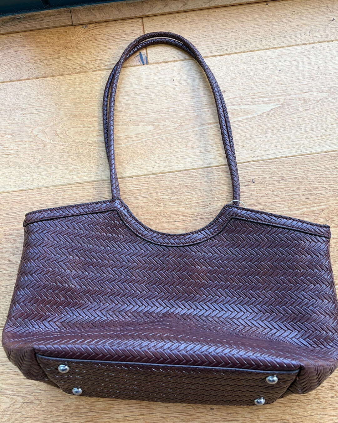 Rica Hand-Woven Faux Leather Shoulder Tote Bag – view 4