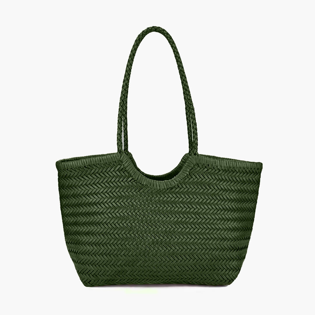 Rica Hand-Woven Faux Leather Shoulder Tote Bag