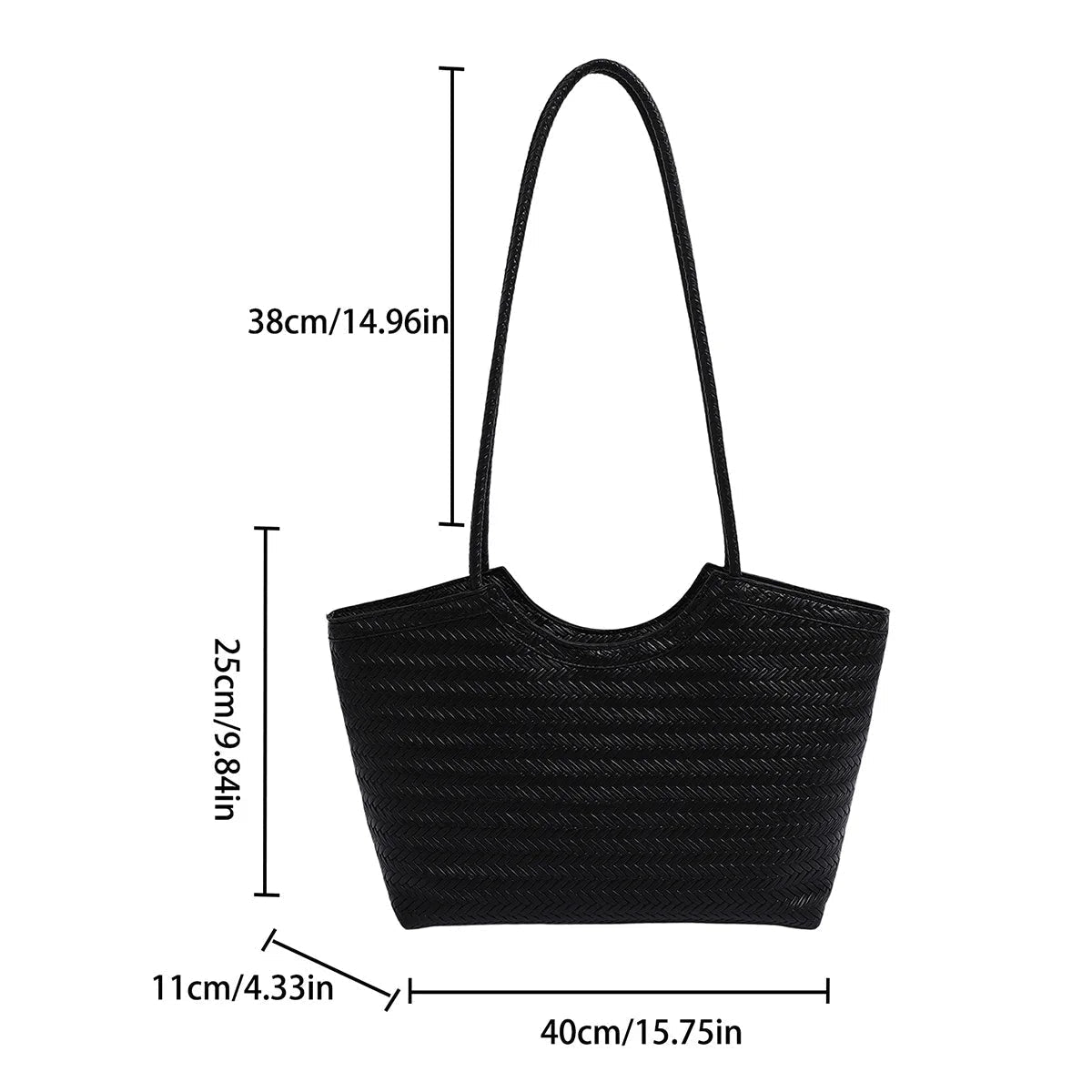 Elena Structured Textured Weave Vegan Leather Handbag – view 10