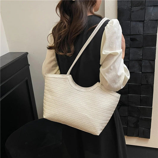 Elena Structured Textured Weave Vegan Leather Handbag – view 2
