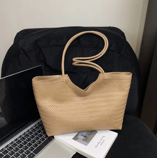Elena Structured Textured Weave Vegan Leather Handbag – view 7