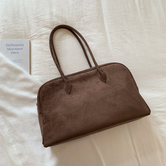 Sandra Faux Suede Structured Open Top Business Tote Bag