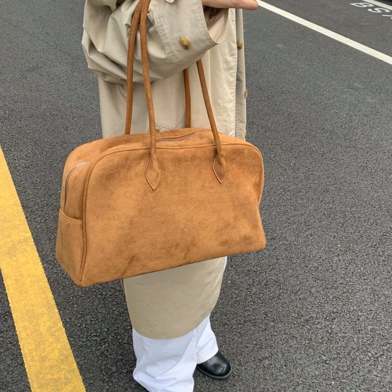 Sandra Faux Suede Structured Open Top Business Tote Bag – view 3