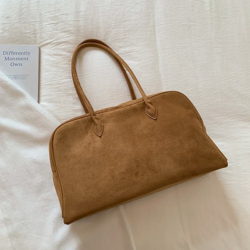 Sandra Faux Suede Structured Open Top Business Tote Bag