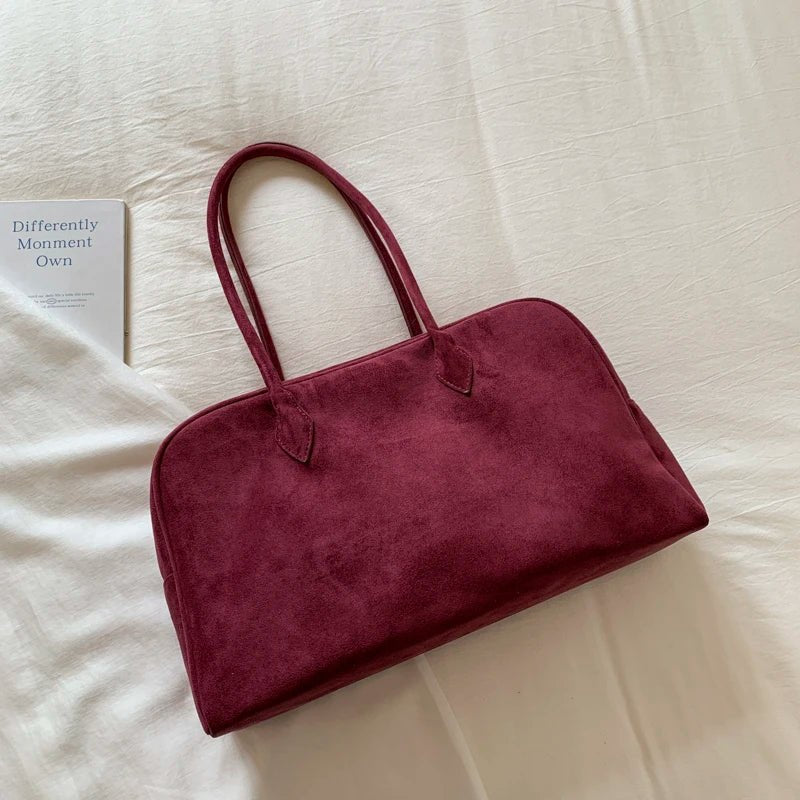 Sandra Faux Suede Structured Open Top Business Tote Bag