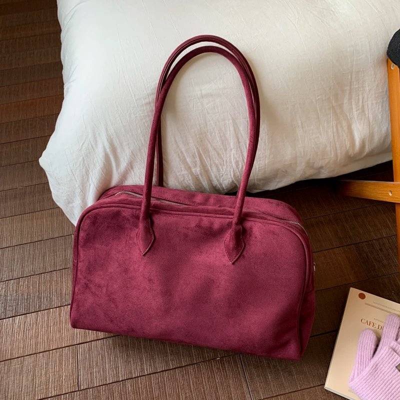 Sandra Faux Suede Structured Open Top Business Tote Bag