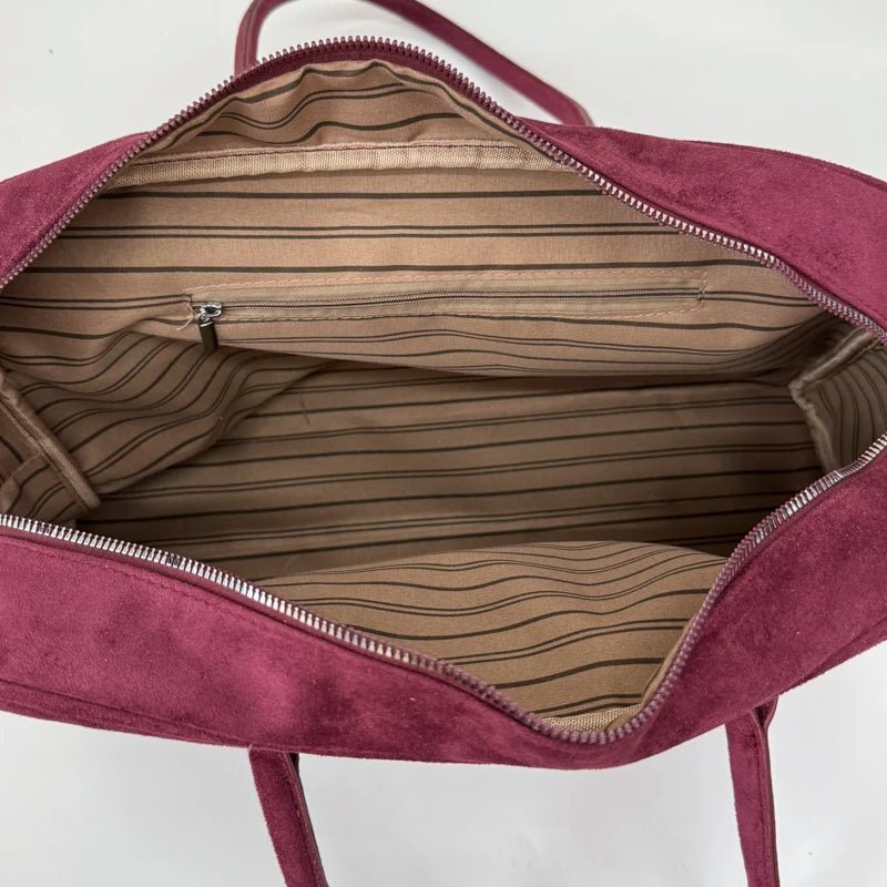 Sandra Faux Suede Structured Open Top Business Tote Bag
