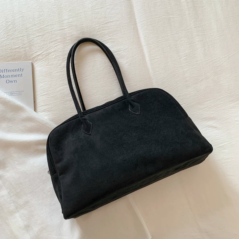 Sandra Faux Suede Structured Open Top Business Tote Bag