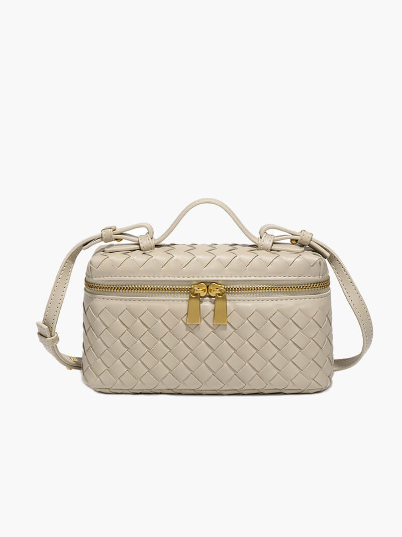 Tara Woven Vegan Leather Top Handle Bag with Gold-Tone Hardware – view 10