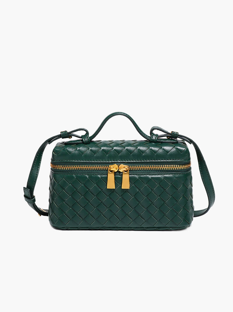 Tara Woven Vegan Leather Top Handle Bag with Gold-Tone Hardware – view 15