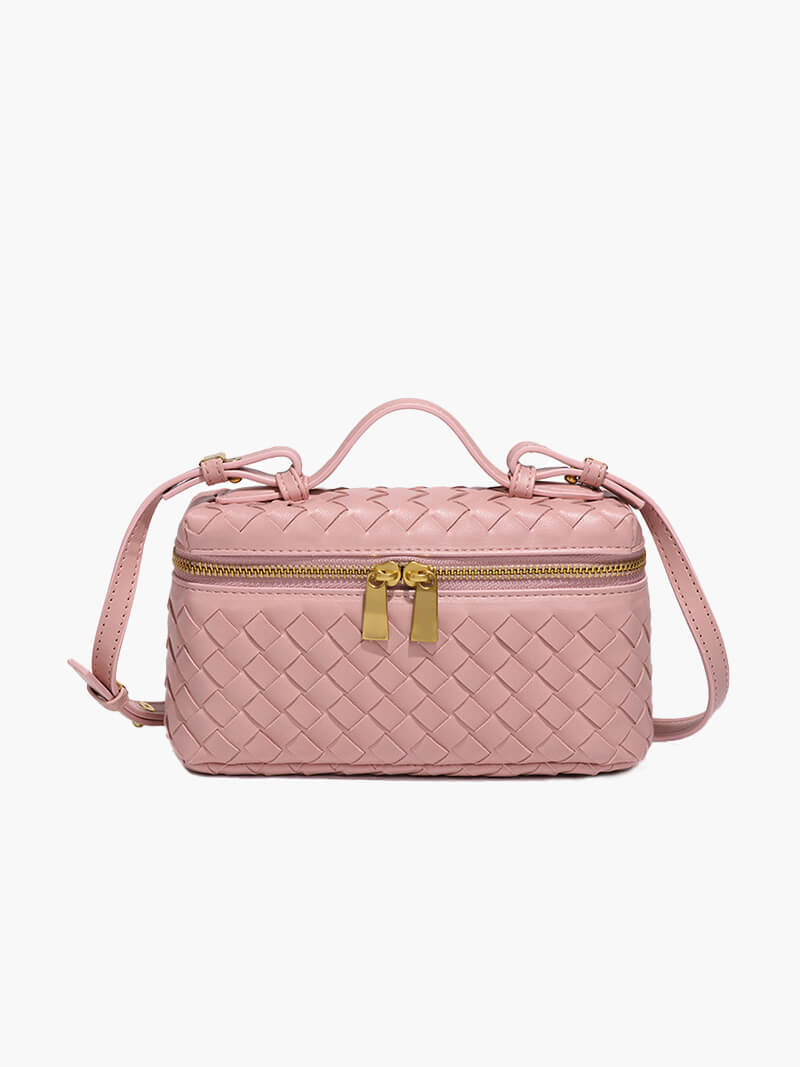 Tara Woven Vegan Leather Top Handle Bag with Gold-Tone Hardware – view 11