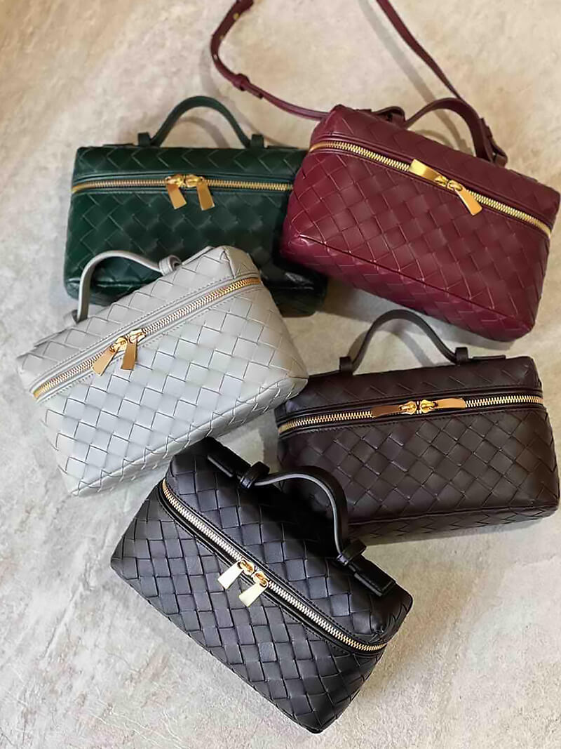 Tara Woven Vegan Leather Top Handle Bag with Gold-Tone Hardware – view 17