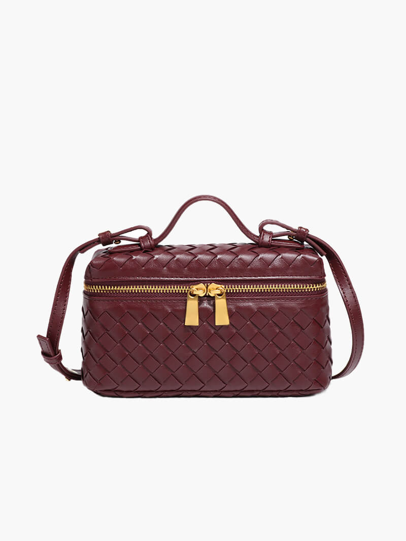 Tara Woven Vegan Leather Top Handle Bag with Gold-Tone Hardware – view 16