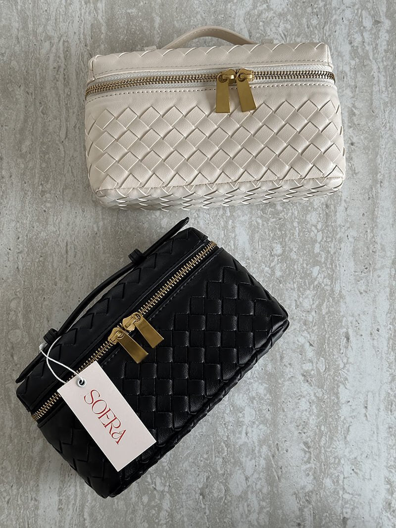 Tara Woven Vegan Leather Top Handle Bag with Gold-Tone Hardware – view 4