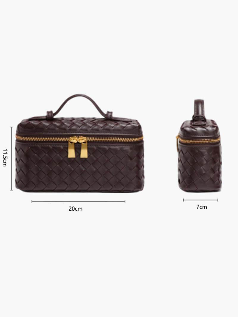 Tara Woven Vegan Leather Top Handle Bag with Gold-Tone Hardware – view 9