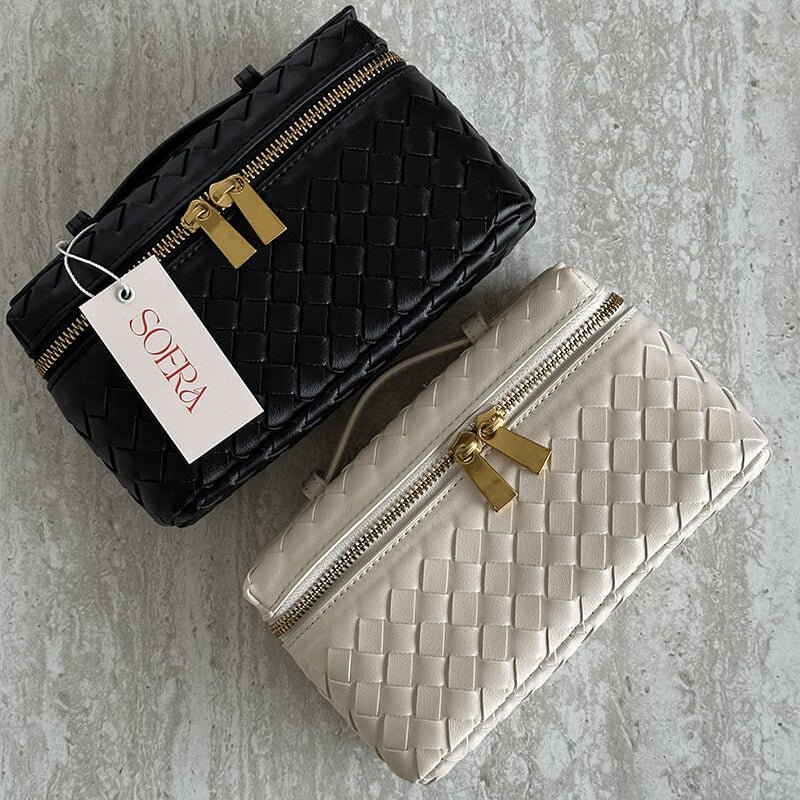 Tara Woven Vegan Leather Top Handle Bag with Gold-Tone Hardware – view 3