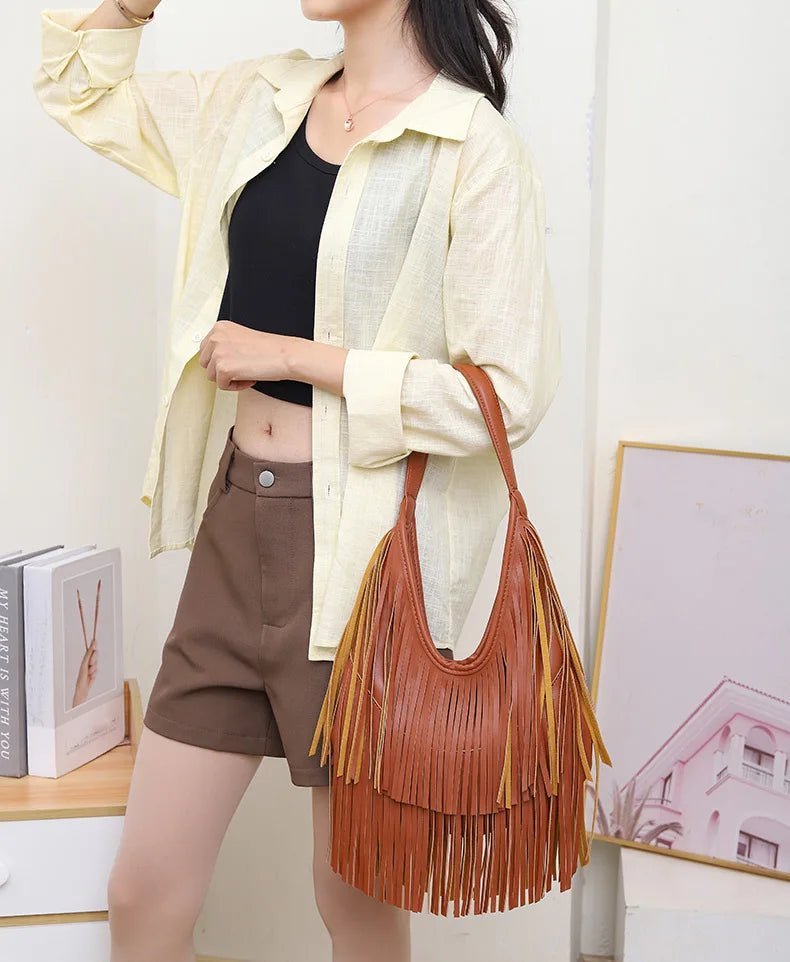 Tatiana Long Tassel PU Leather Hobo Shoulder Bag – view 6