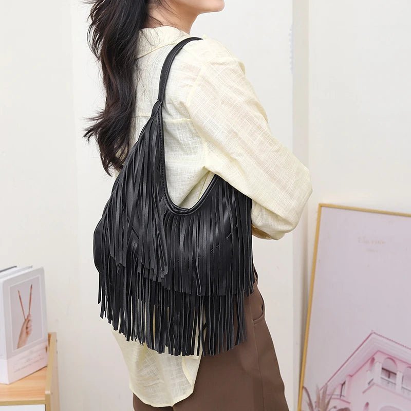 Tatiana Long Tassel PU Leather Hobo Shoulder Bag – view 3