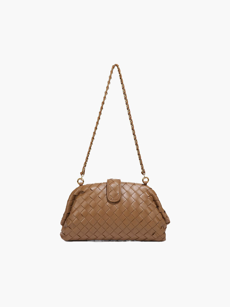 Tessa Woven Vegan Leather Clutch with Detachable Strap – view 5