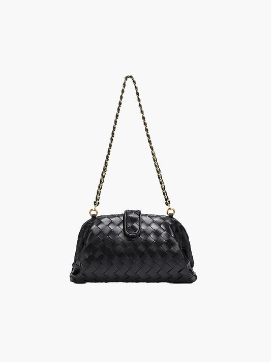 Tessa Woven Vegan Leather Clutch with Detachable Strap