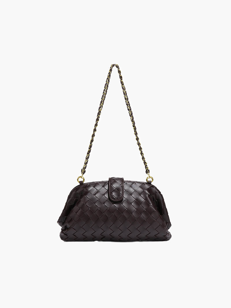 Tessa Woven Vegan Leather Clutch with Detachable Strap – view 2