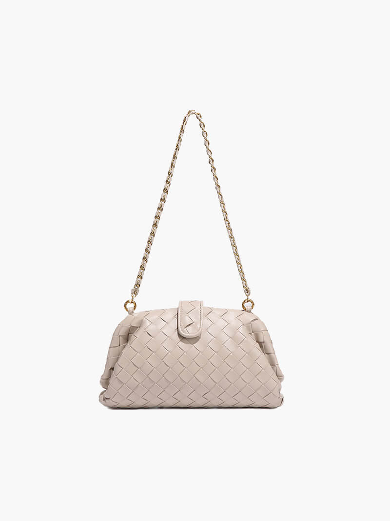 Tessa Woven Vegan Leather Clutch with Detachable Strap – view 4