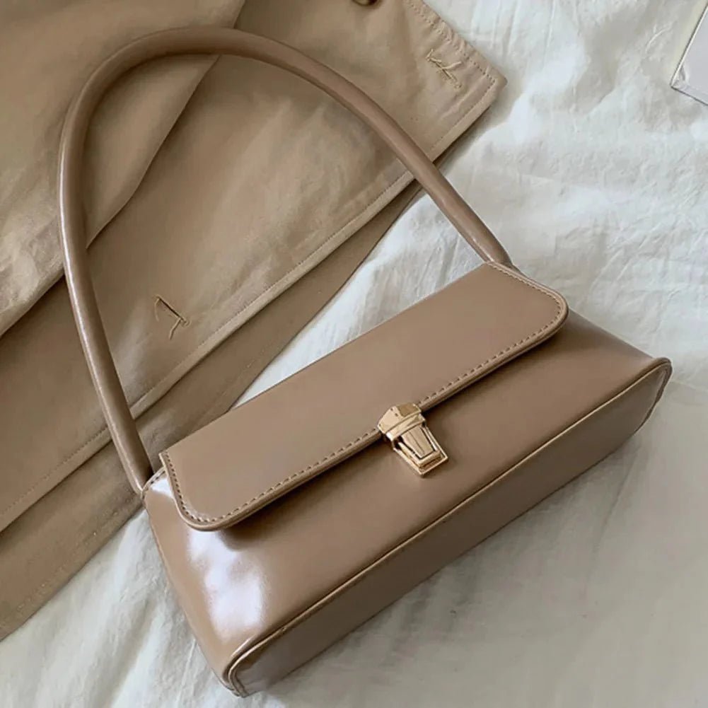 Tally Vegan Leather Satchel Shoulder Bag with Lock Detail – view 10
