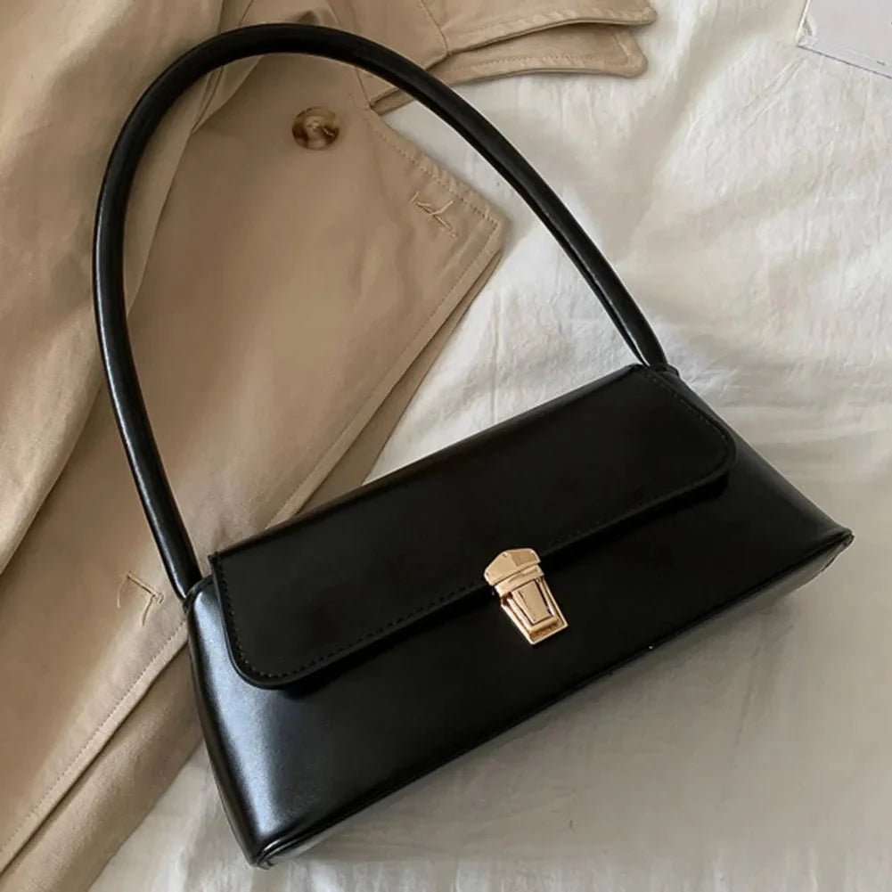 Tally Vegan Leather Satchel Shoulder Bag with Lock Detail – view 9