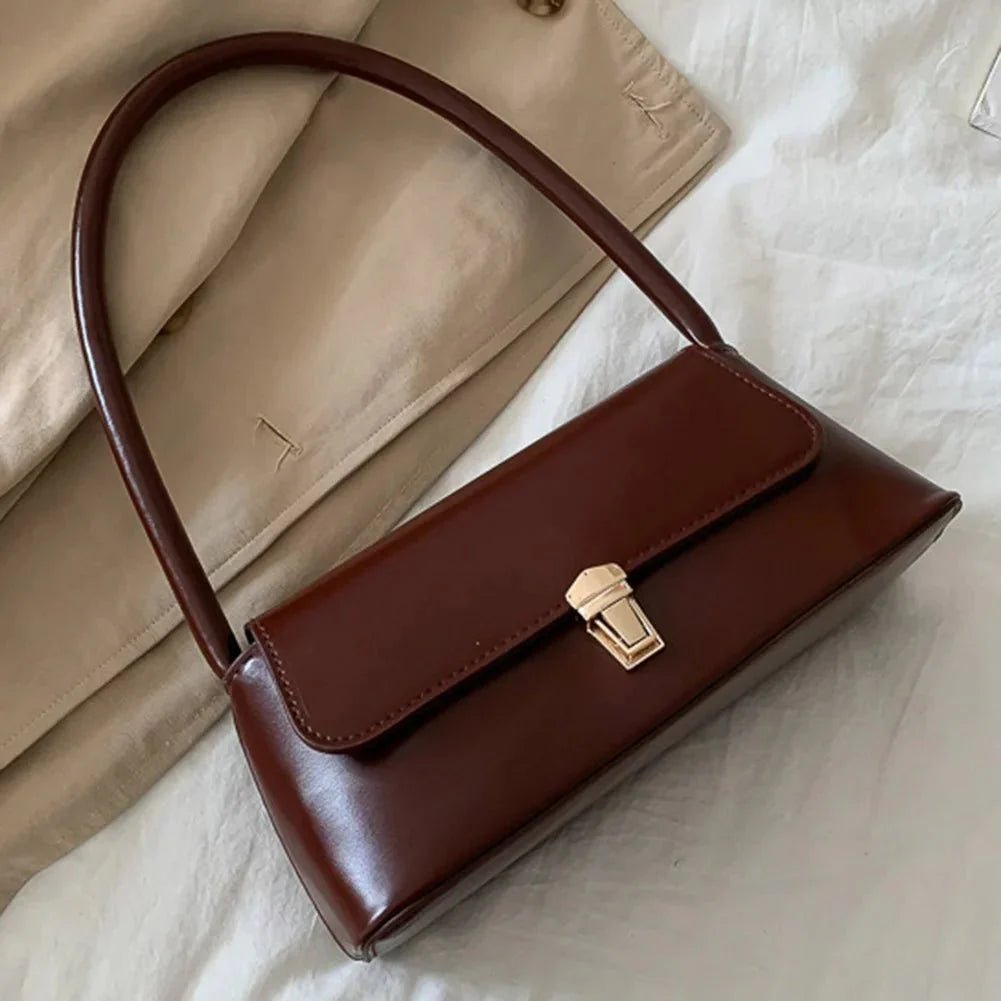 Tally Vegan Leather Satchel Shoulder Bag with Lock Detail – view 13