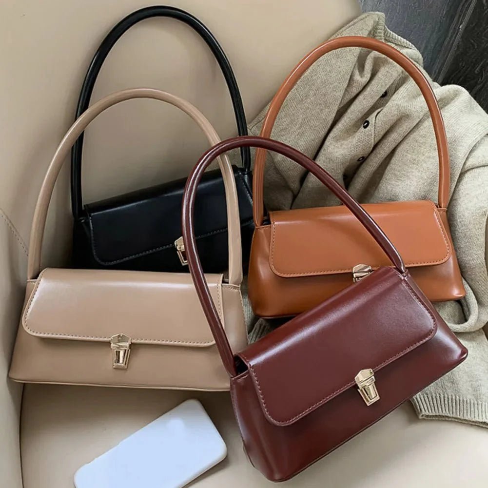 Tally Vegan Leather Satchel Shoulder Bag with Lock Detail – view 15