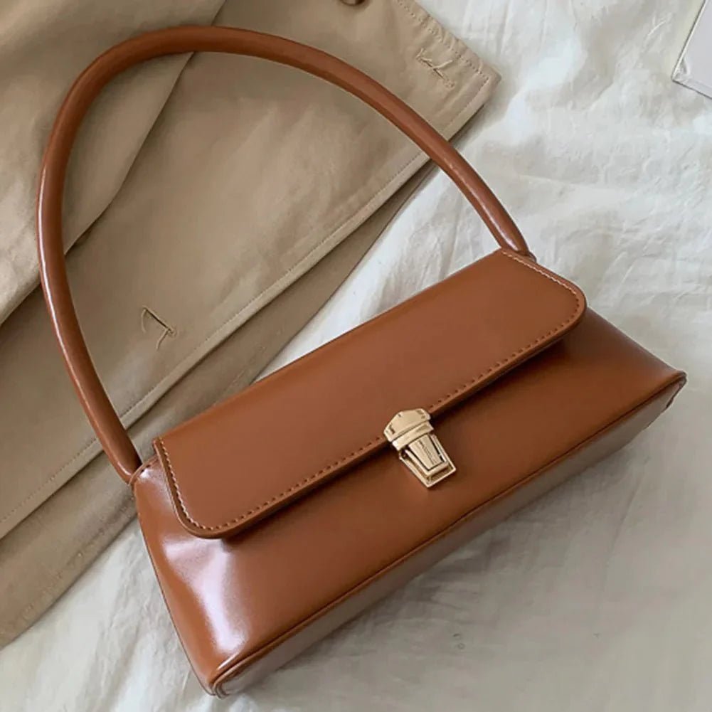 Tally Vegan Leather Satchel Shoulder Bag with Lock Detail – view 12