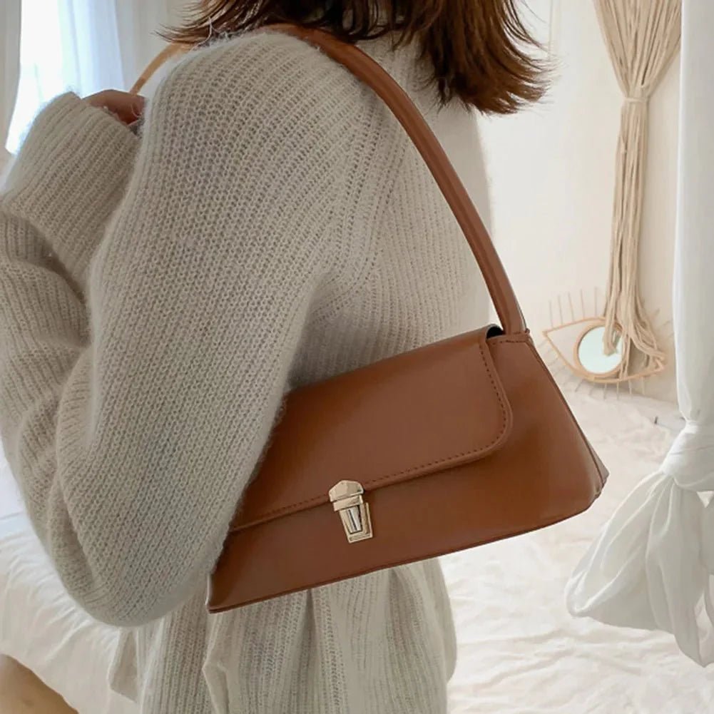 Tally Vegan Leather Satchel Shoulder Bag with Lock Detail – view 11