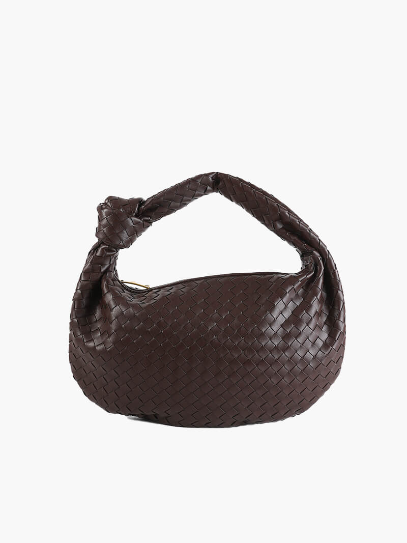 Hand-Woven Medium Shoulder Bag with Leather Accents