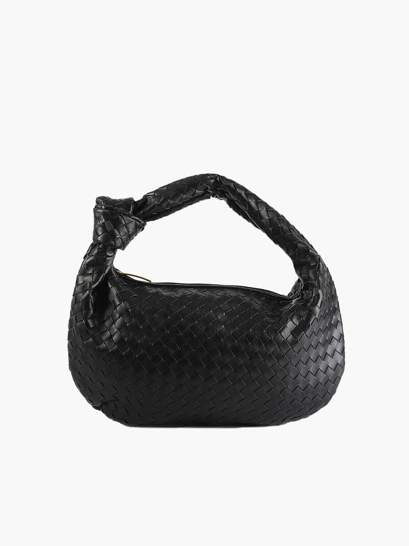 Hand-Woven Medium Shoulder Bag with Leather Accents
