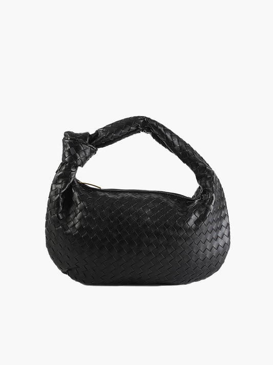 Hand-Woven Medium Shoulder Bag with Leather Accents