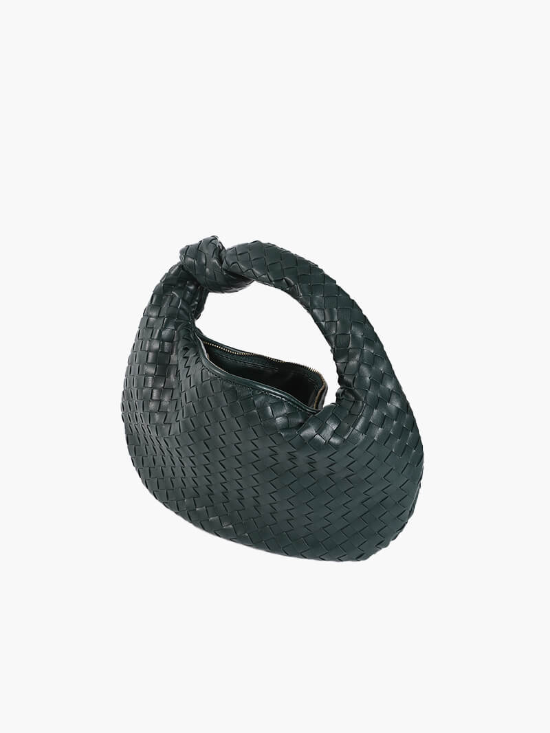Hand-Woven Medium Shoulder Bag with Leather Accents