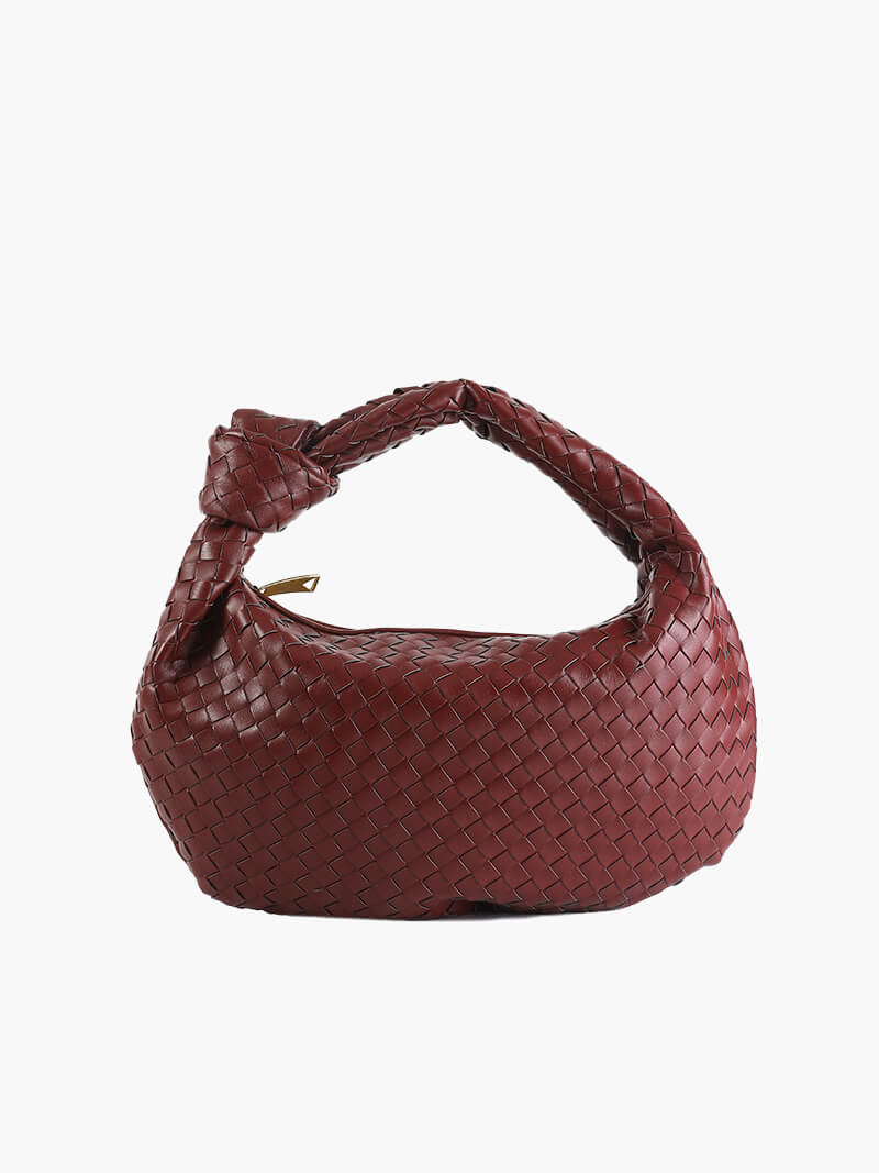 Hand-Woven Medium Shoulder Bag with Leather Accents