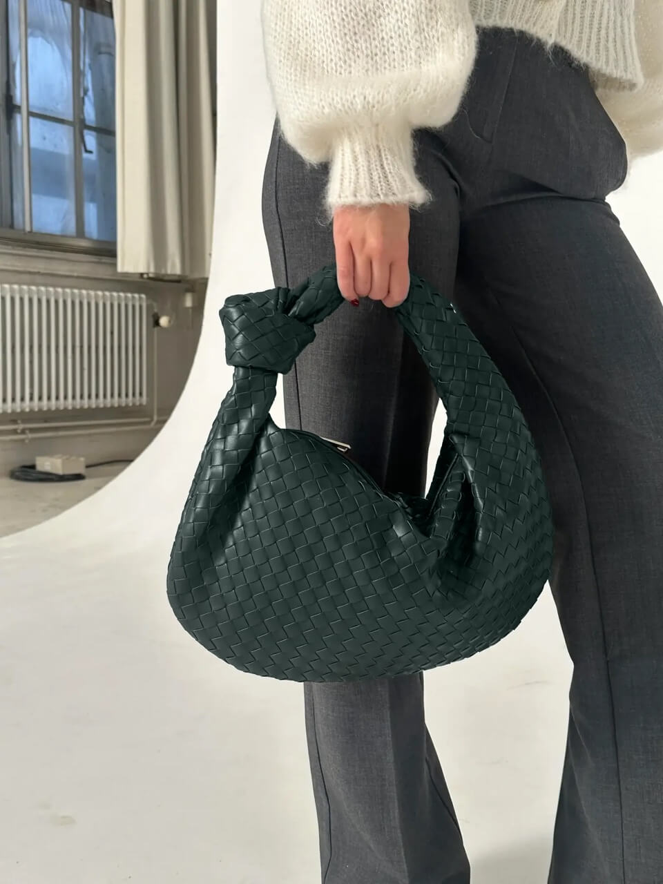Hand-Woven Medium Shoulder Bag with Leather Accents – view 14