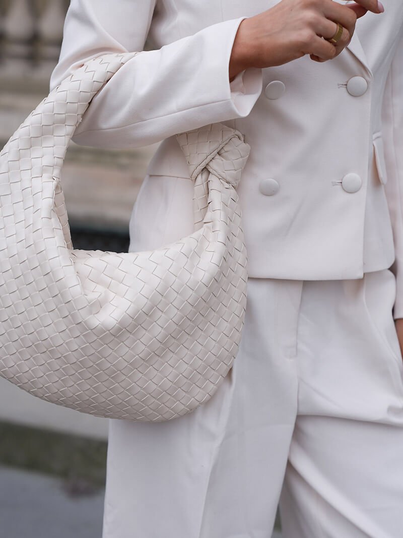 Hand-Woven Medium Shoulder Bag with Leather Accents – view 11