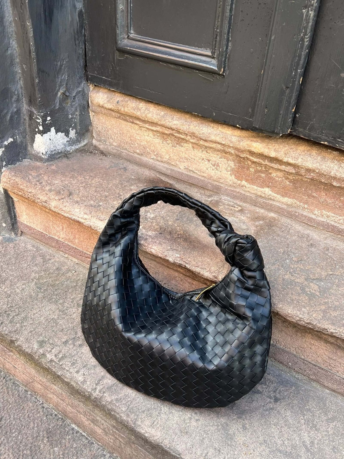 Hand-Woven Medium Shoulder Bag with Leather Accents