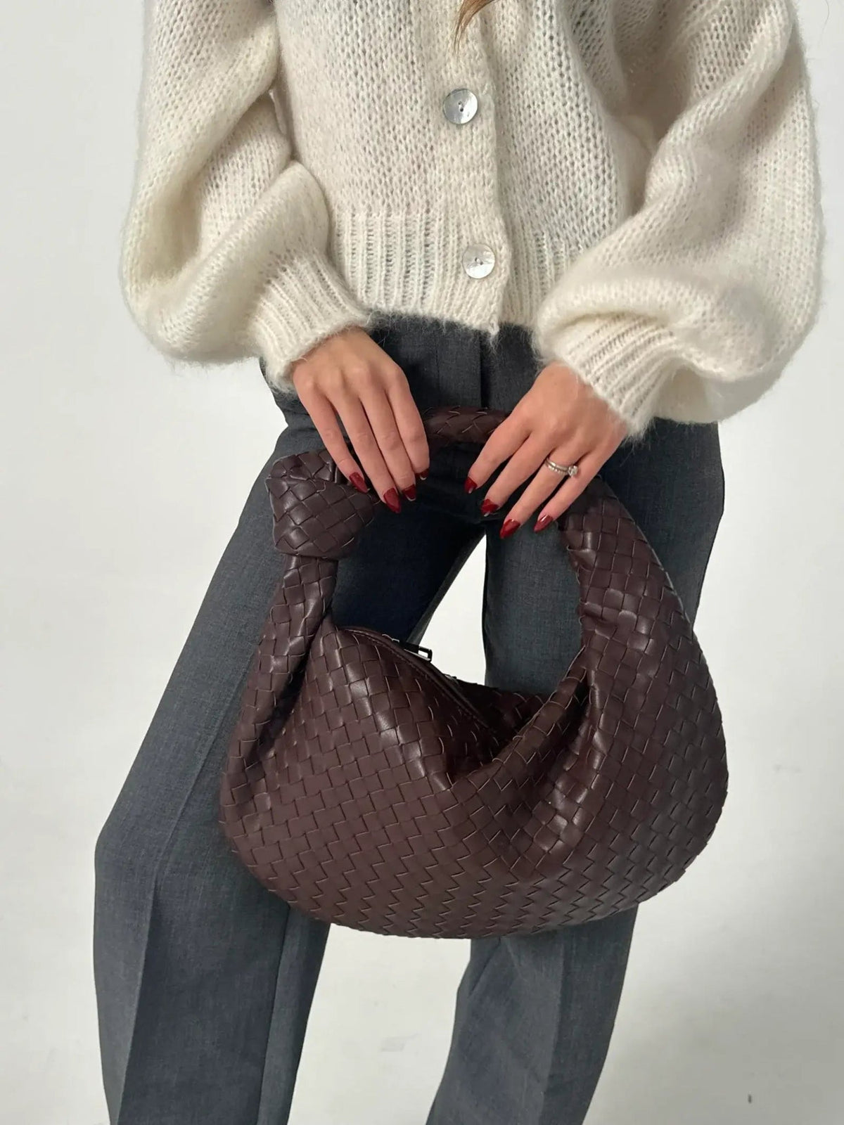 Hand-Woven Medium Shoulder Bag with Leather Accents – view 22