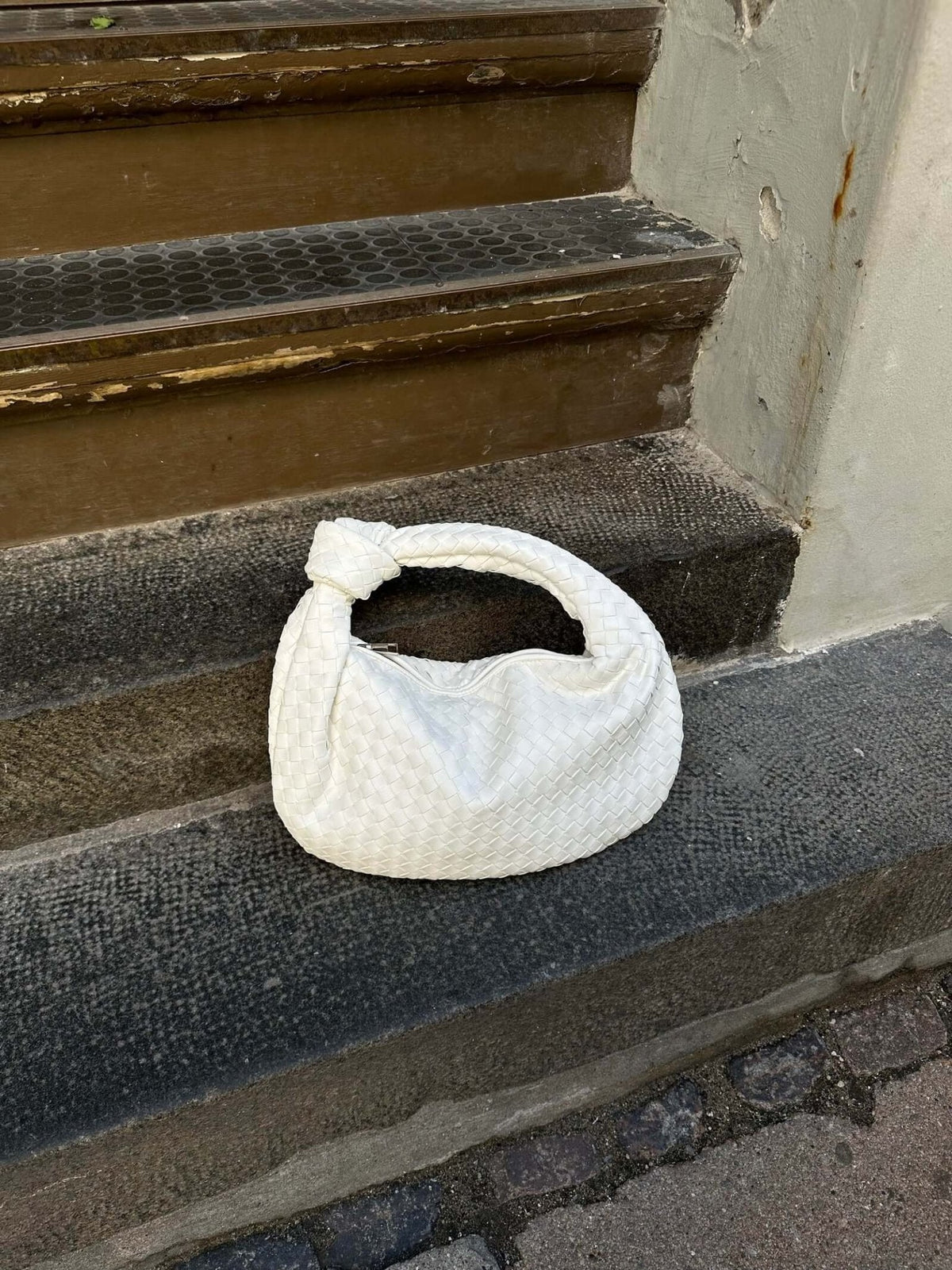 Hand-Woven Medium Shoulder Bag with Leather Accents