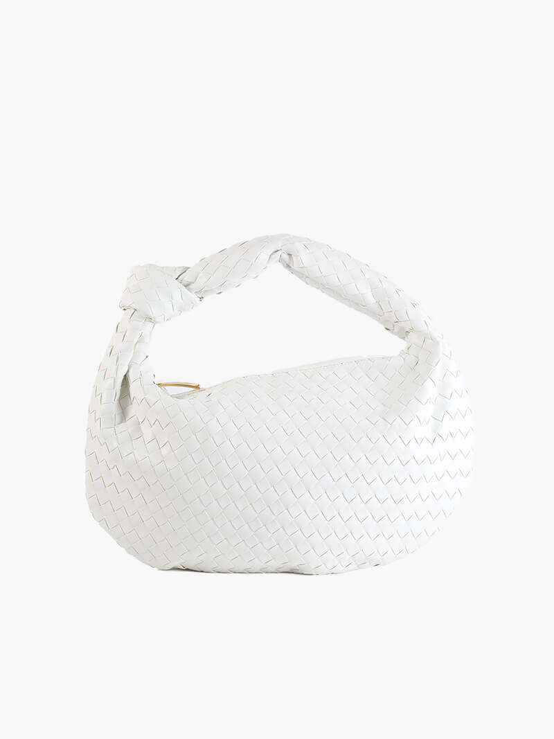 Hand-Woven Medium Shoulder Bag with Leather Accents