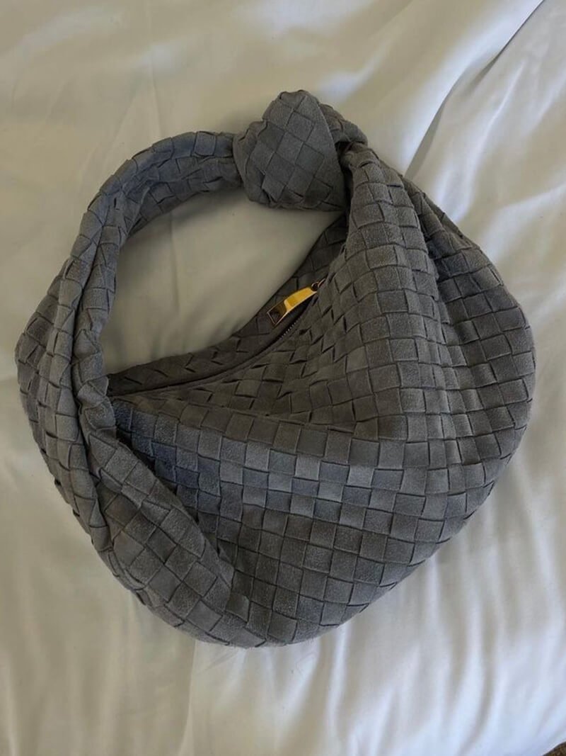 Woven Faux Suede Medium Shoulder Bag with Knot Detail – view 15