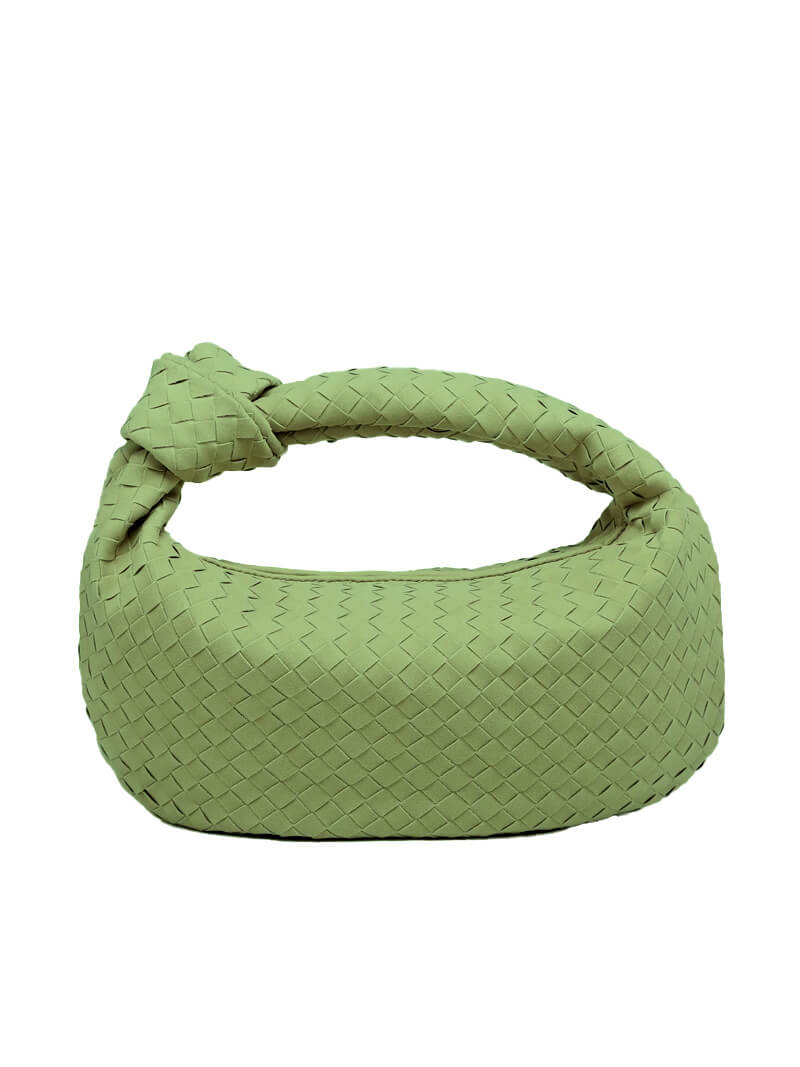 Woven Faux Suede Medium Shoulder Bag with Knot Detail