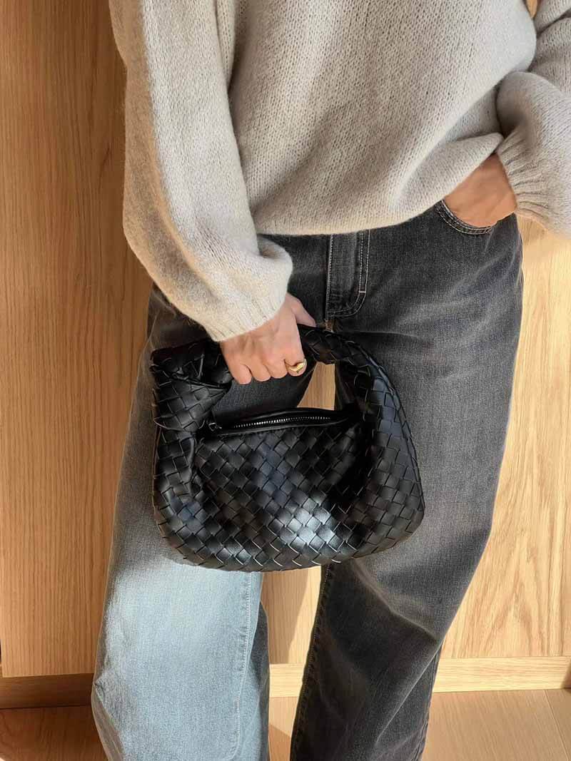 Woven Lattice Vegan Leather Mini Bag with Stainless Steel Hardware – view 7