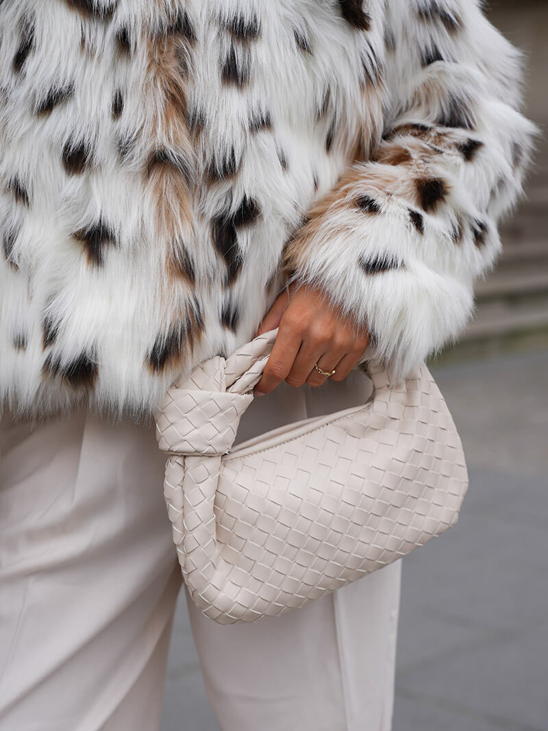 Woven Lattice Vegan Leather Mini Bag with Stainless Steel Hardware